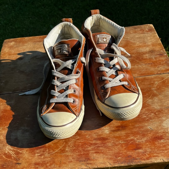 Brown Leather All Star Converse Sneakers - Picture 3 of 7